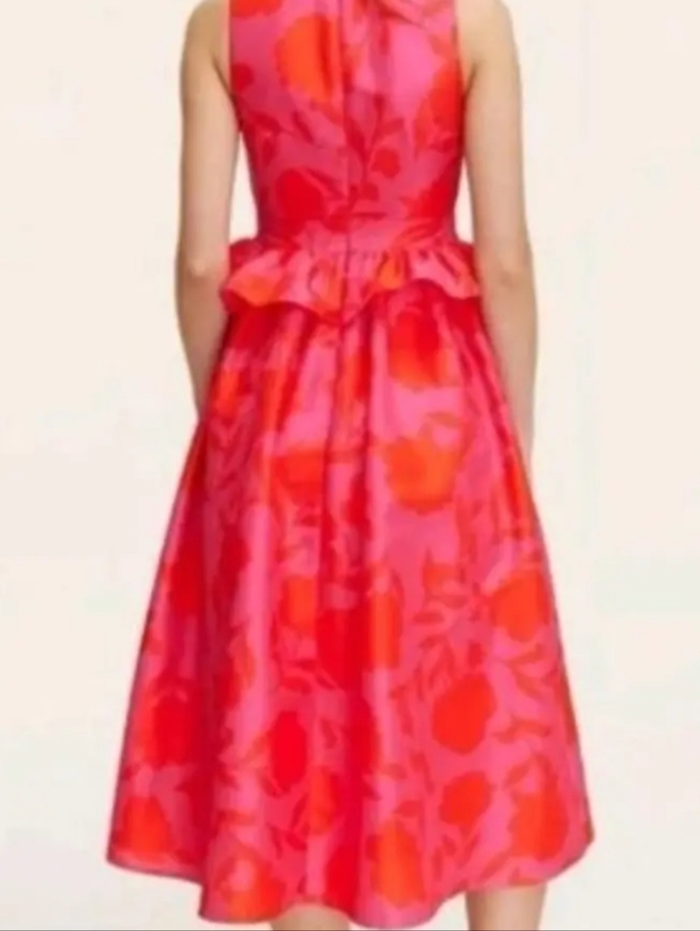 kate spade Pink and Coral Floral Peplum Midi Dress Sz 00 - Picture 2 of 6